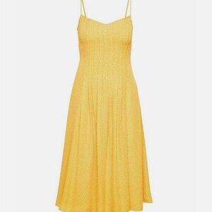 Banana Republic Yellow Pintuck Spaghetti Strap Dress Size 14